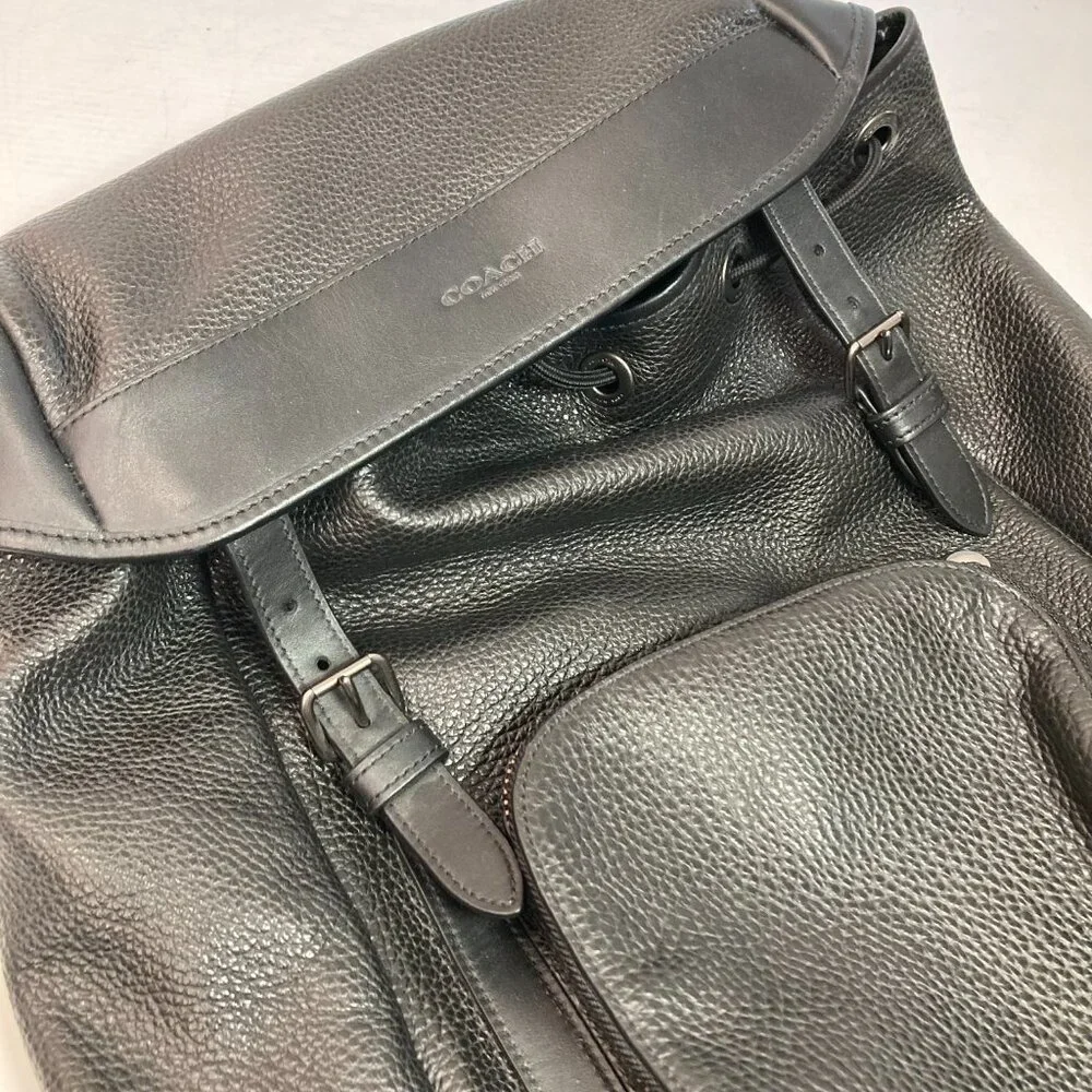 Coach Black Leather Men's Backpack - Picture 2 of 15